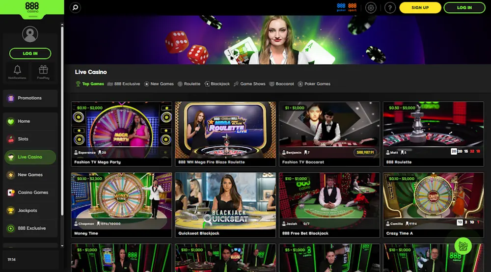 888 Casino Live Casino Screenshot